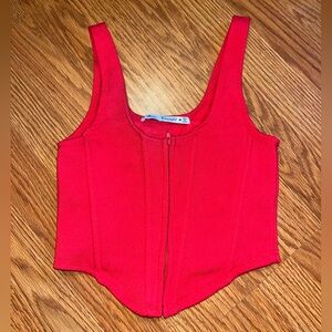 Red sweat corset top